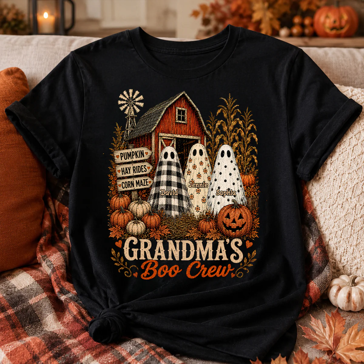 Grandma's Boo Crew Pumpkin Patch - Personalized Shirt - Halloween Shirt for Grandma - Image 2