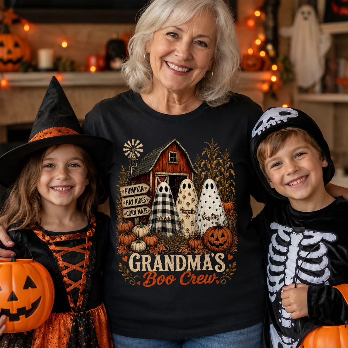 Grandma's Boo Crew Pumpkin Patch - Personalized Shirt - Halloween Shirt for Grandma - Image 3
