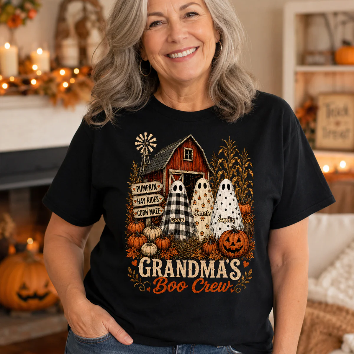 Grandma's Boo Crew Pumpkin Patch - Personalized Shirt - Halloween Shirt for Grandma - Image 4