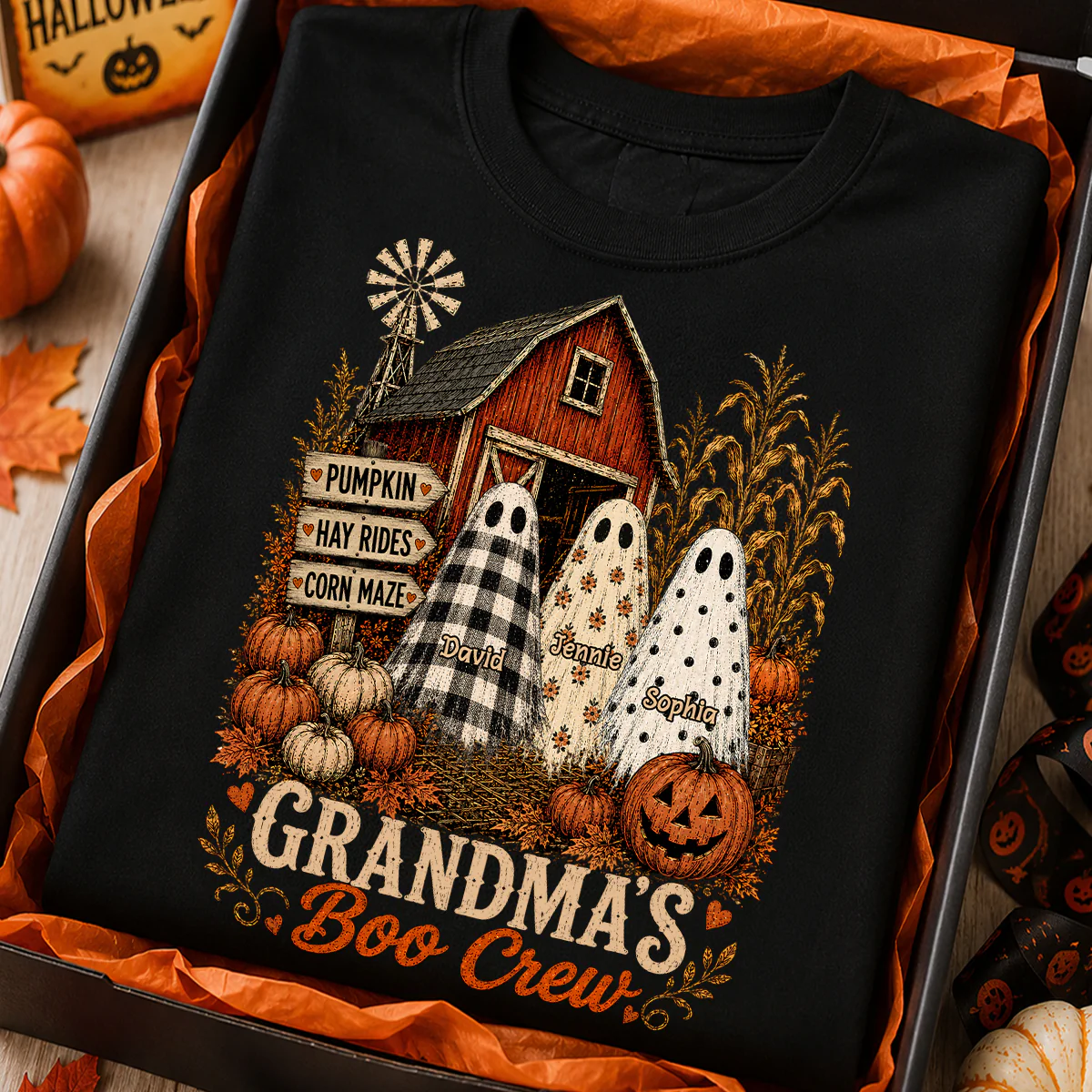 Grandma's Boo Crew Pumpkin Patch - Personalized Shirt - Halloween Shirt for Grandma - Image 5