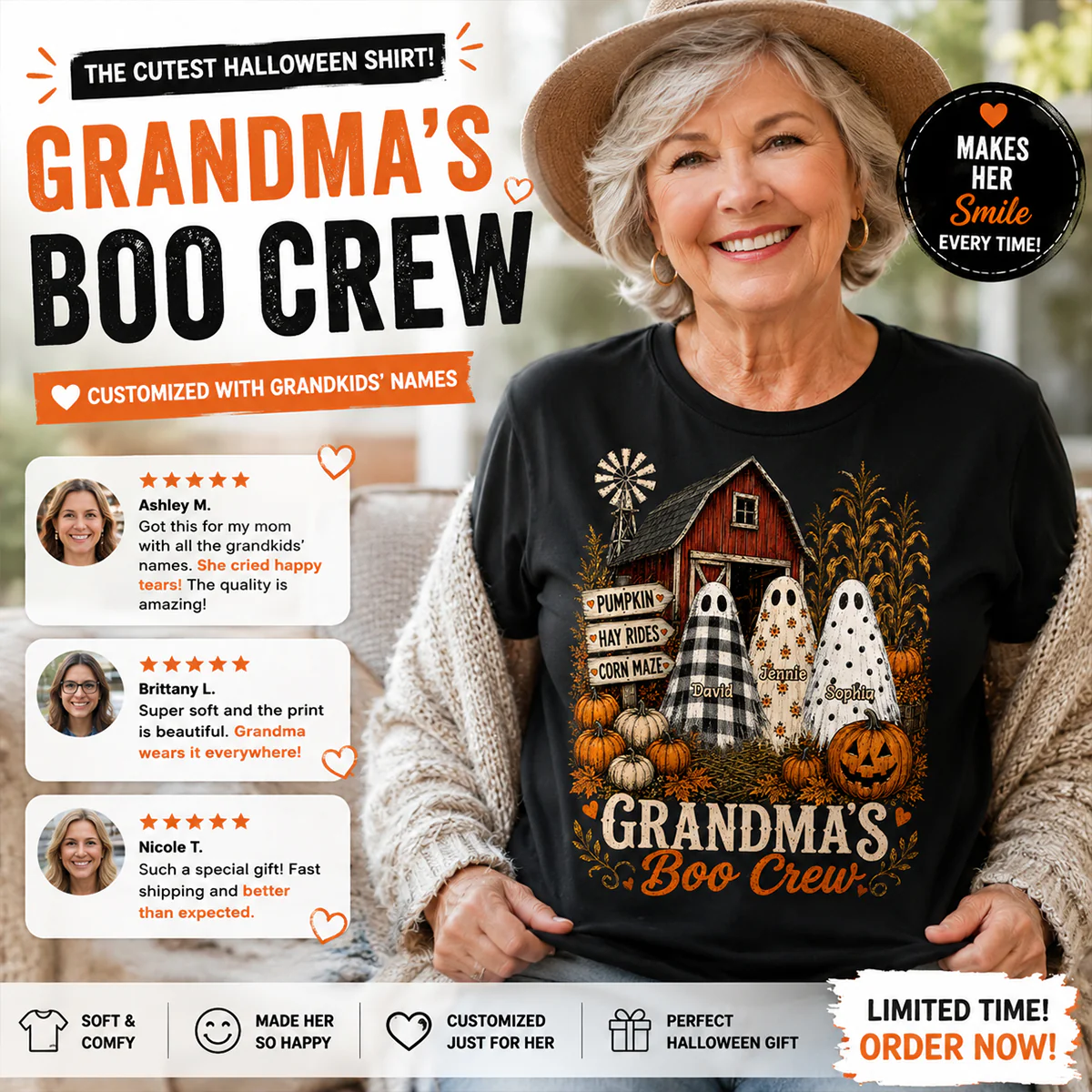 Grandma's Boo Crew Pumpkin Patch - Personalized Shirt - Halloween Shirt for Grandma - Image 6