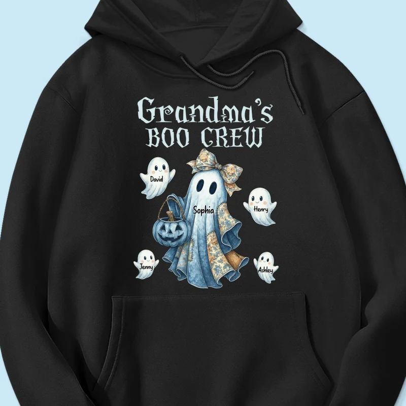Grandma's Boo Crew Retro Halloween Blue Denim Ghost Personalized Sweatshirt, Spooky Sweatshirt for Grandma, Mom - Image 23