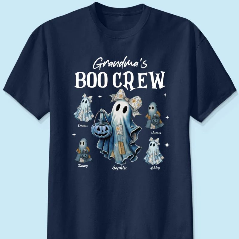 Grandma's Boo Crew Retro Patchwork Style Personalized Halloween Shirt - Image 12