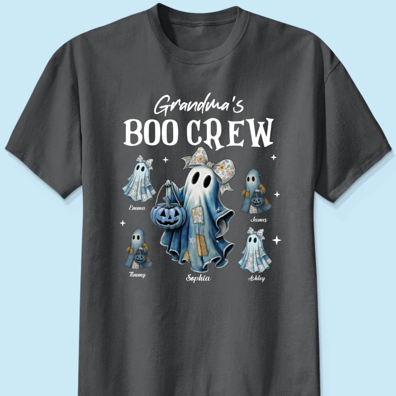 Grandma's Boo Crew Retro Patchwork Style Personalized Halloween Shirt - Image 13