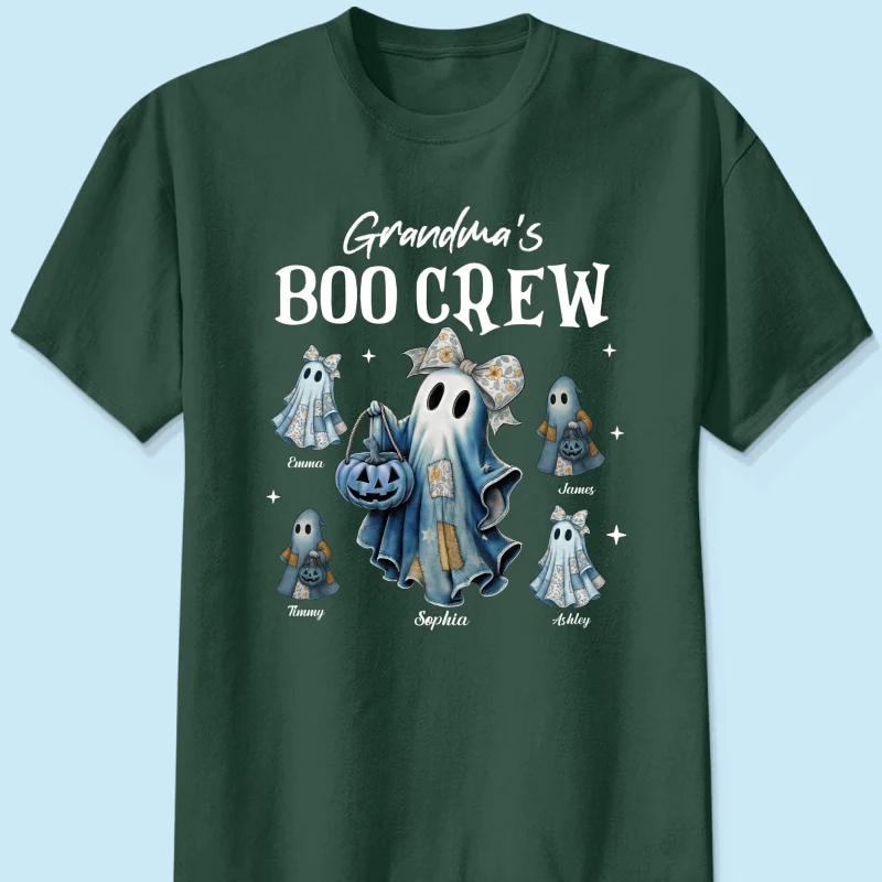 Grandma's Boo Crew Retro Patchwork Style Personalized Halloween Shirt - Image 14
