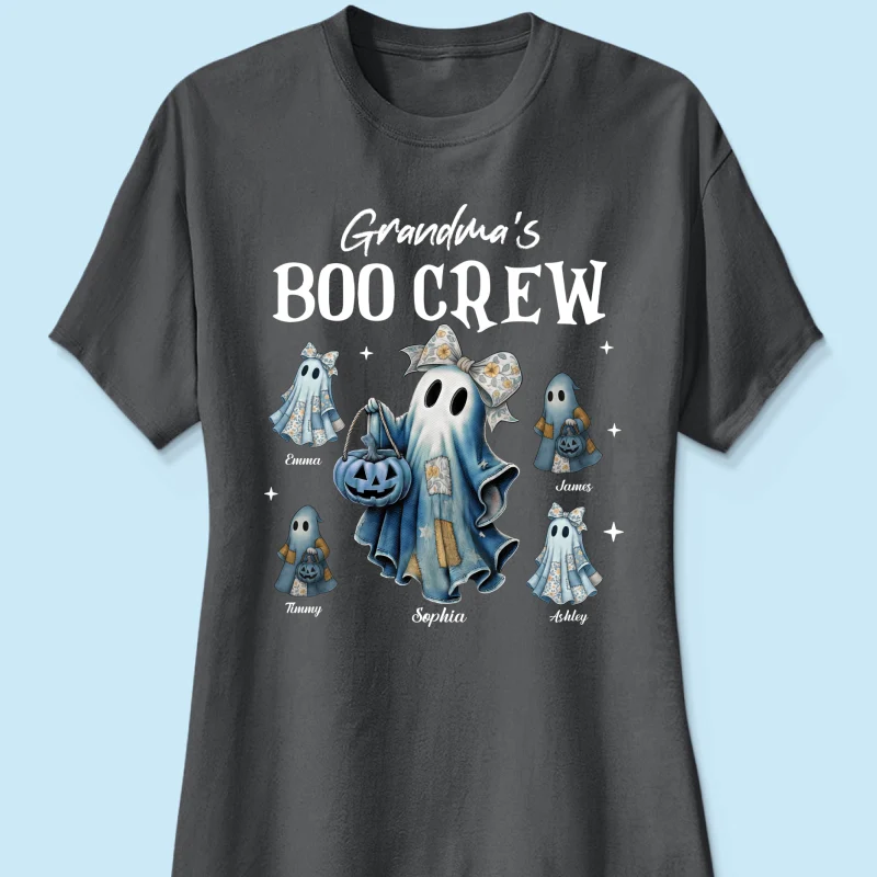 Grandma's Boo Crew Retro Patchwork Style Personalized Halloween Shirt - Image 17