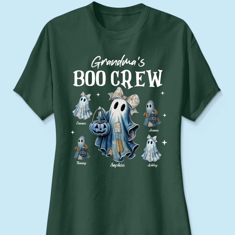 Grandma's Boo Crew Retro Patchwork Style Personalized Halloween Shirt - Image 18