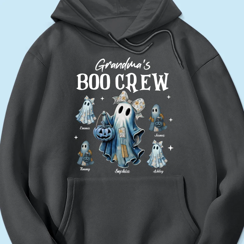 Grandma's Boo Crew Retro Patchwork Style Personalized Halloween Shirt - Image 21