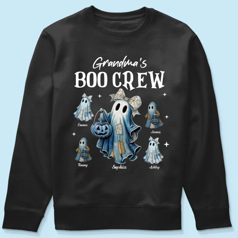Grandma's Boo Crew Retro Patchwork Style Personalized Halloween Shirt - Image 22