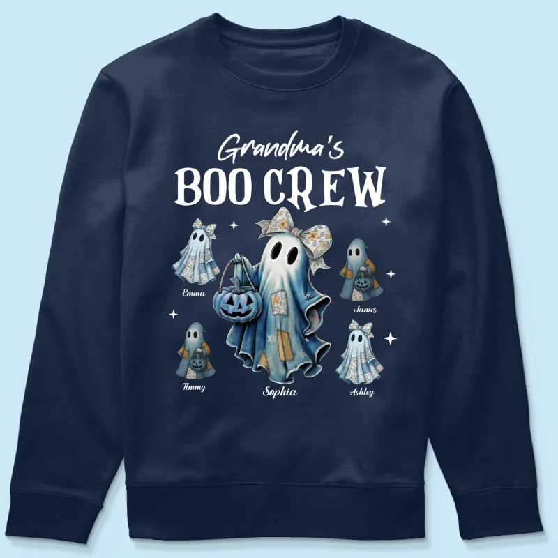 Grandma's Boo Crew Retro Patchwork Style Personalized Halloween Shirt - Image 23