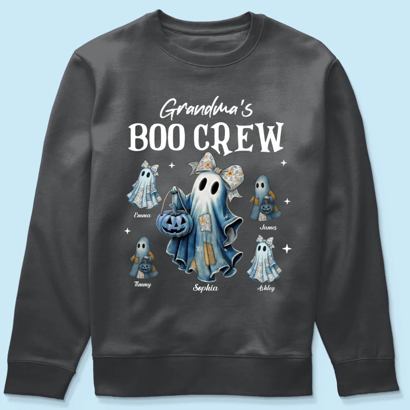 Grandma's Boo Crew Retro Patchwork Style Personalized Halloween Shirt - Image 24