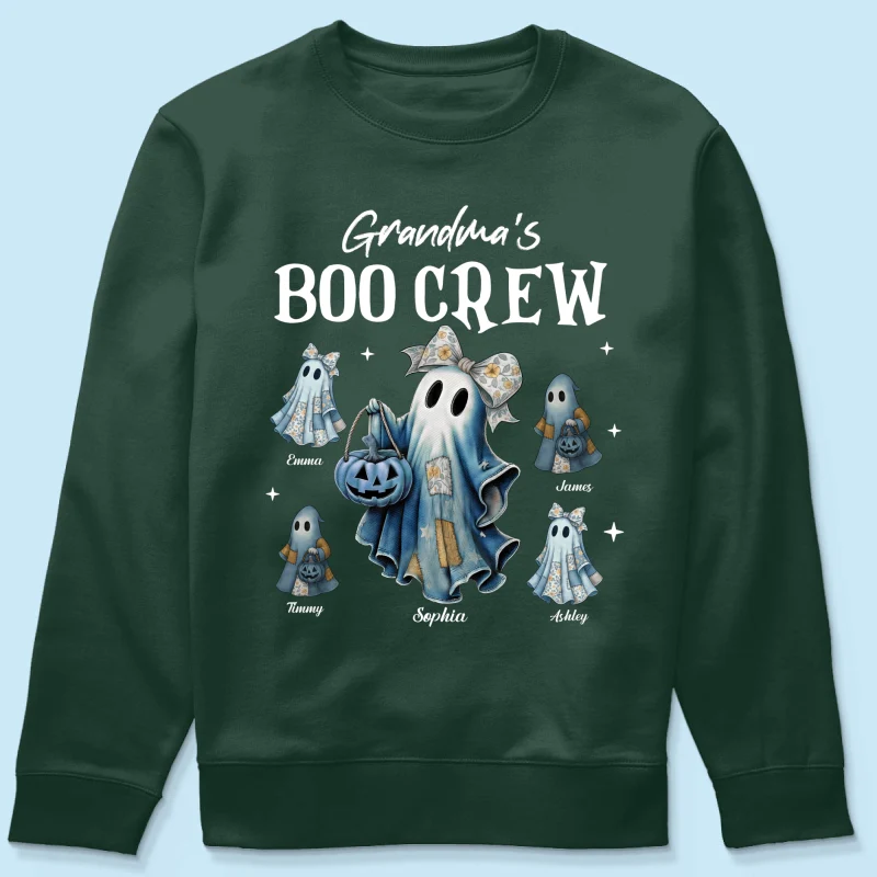 Grandma's Boo Crew Retro Patchwork Style Personalized Halloween Shirt - Image 25