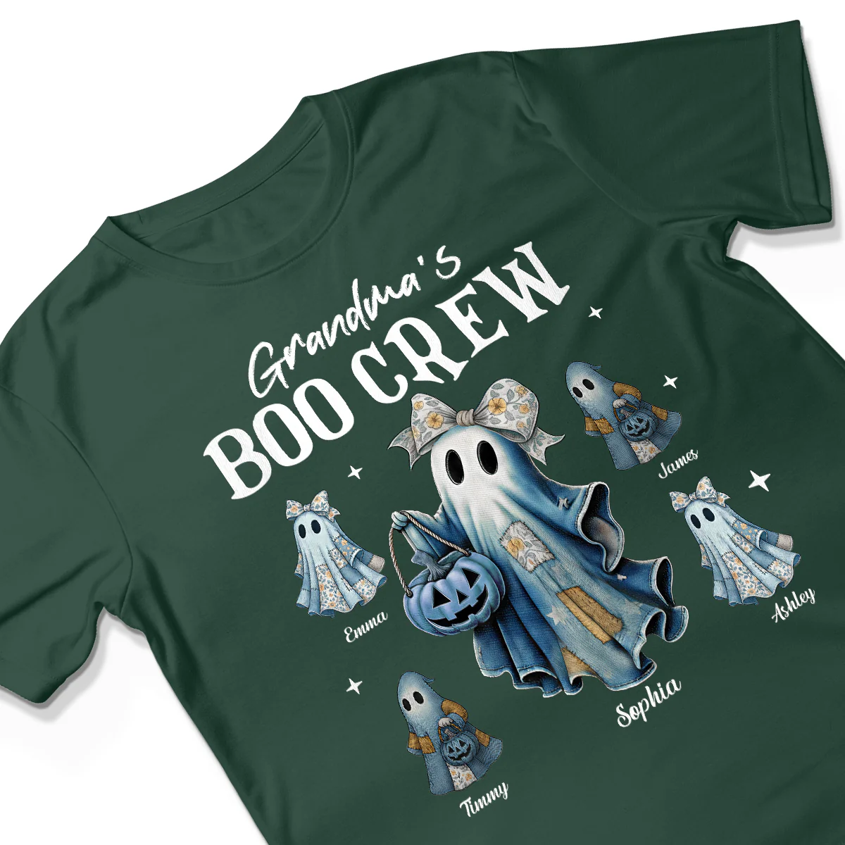 Grandma's Boo Crew Retro Patchwork Style Personalized Halloween Shirt - Image 5