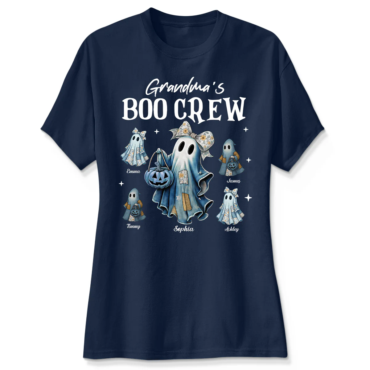 Grandma's Boo Crew Retro Patchwork Style Personalized Halloween Shirt - Image 6