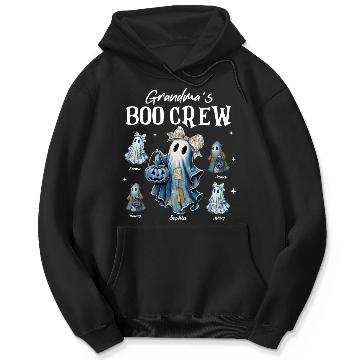 Grandma's Boo Crew Retro Patchwork Style Personalized Halloween Shirt - Image 7