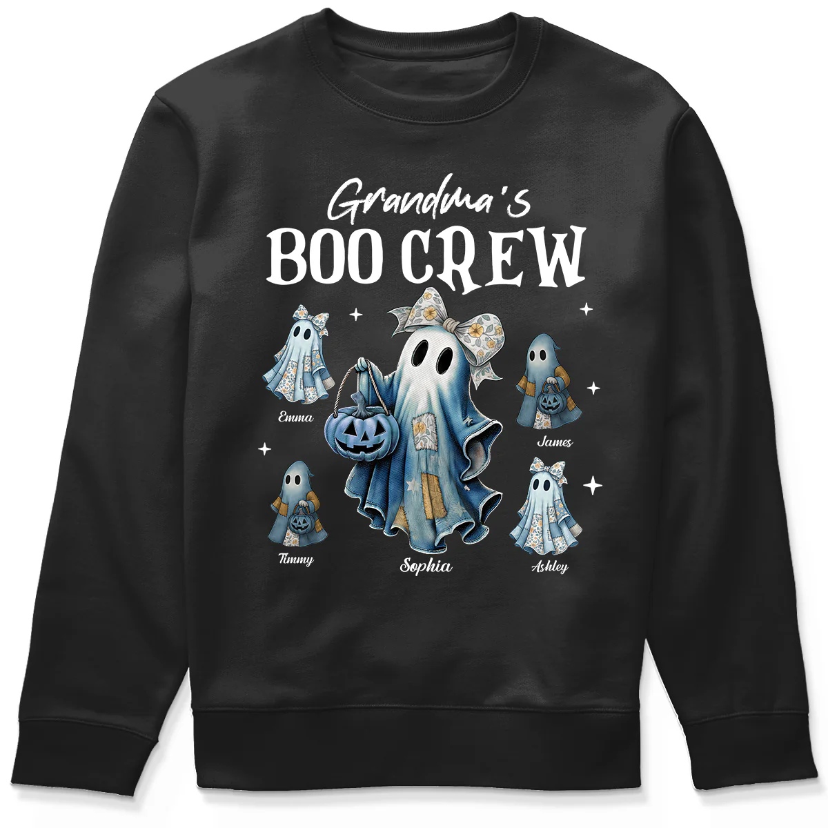 Grandma's Boo Crew Retro Patchwork Style Personalized Halloween Shirt - Image 8