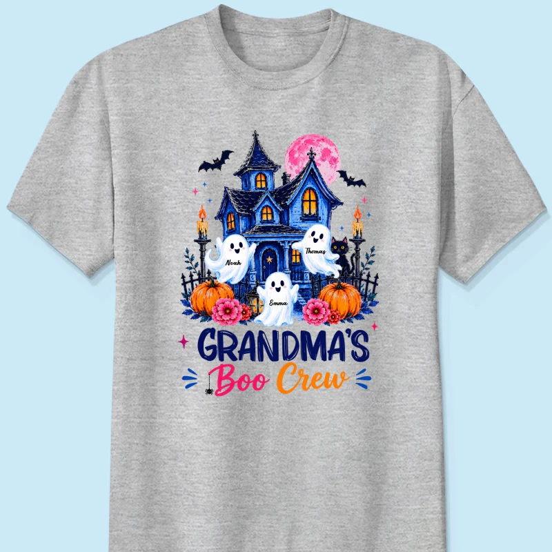 Grandma's Boo Crew Trendy Haunted House - Personalized Shirt - Halloween Shirt for Grandma - Image 11