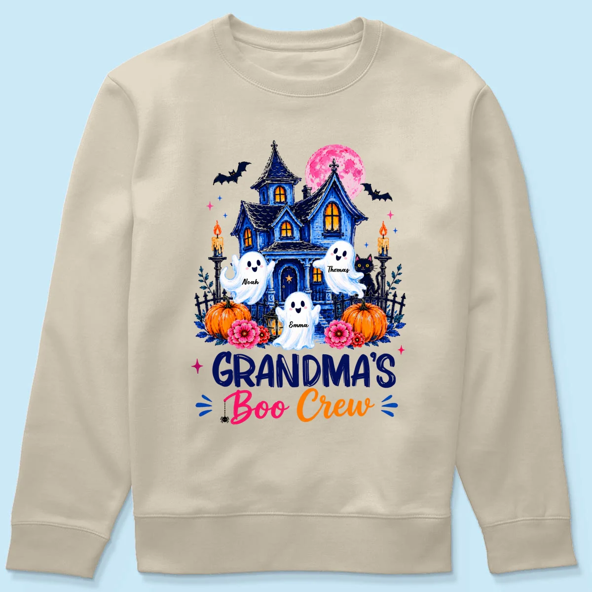 Grandma's Boo Crew Trendy Haunted House - Personalized Shirt - Halloween Shirt for Grandma - Image 21