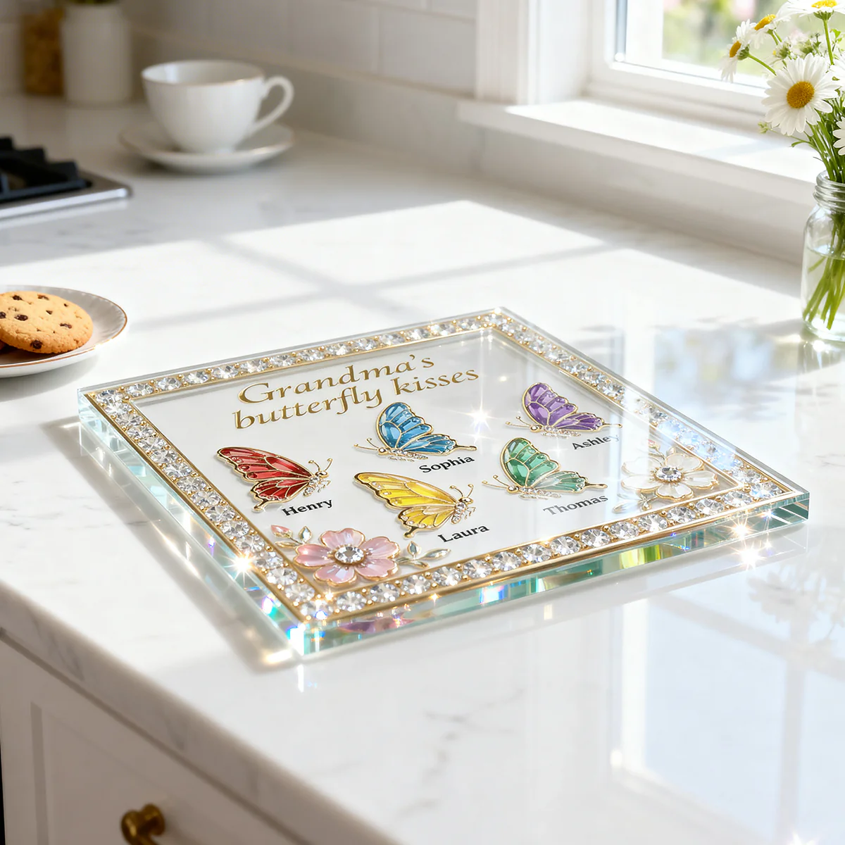 Grandma's Butterfly Kisses - Personalized Acrylic Block Plaque - Mother's Day Gift for Mom, Grandma, Wife - Image 2