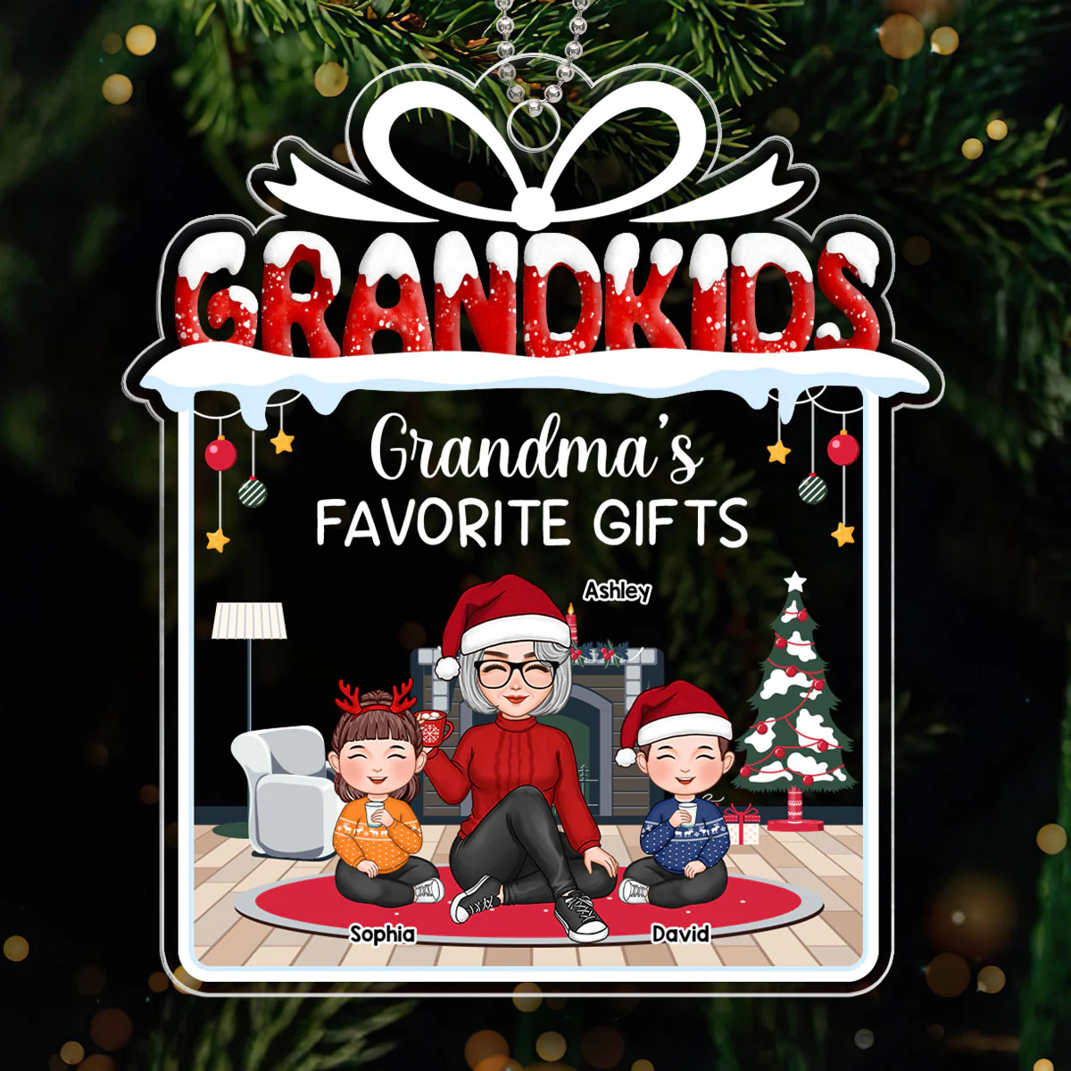 Grandma‘s Favorite Gift Grandkids Personalized Acrylic Ornament