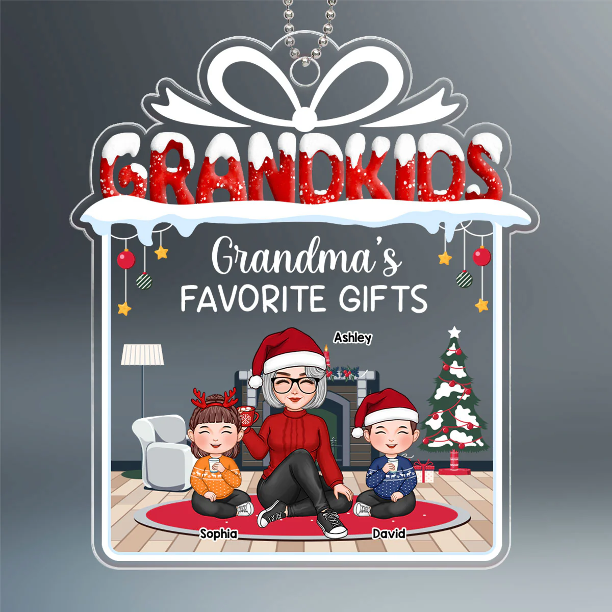 Grandma‘s Favorite Gift Grandkids Personalized Acrylic Ornament - Image 2