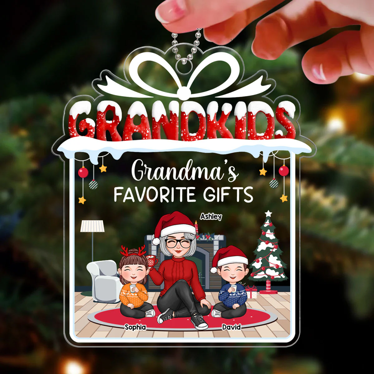 Grandma‘s Favorite Gift Grandkids Personalized Acrylic Ornament - Image 3