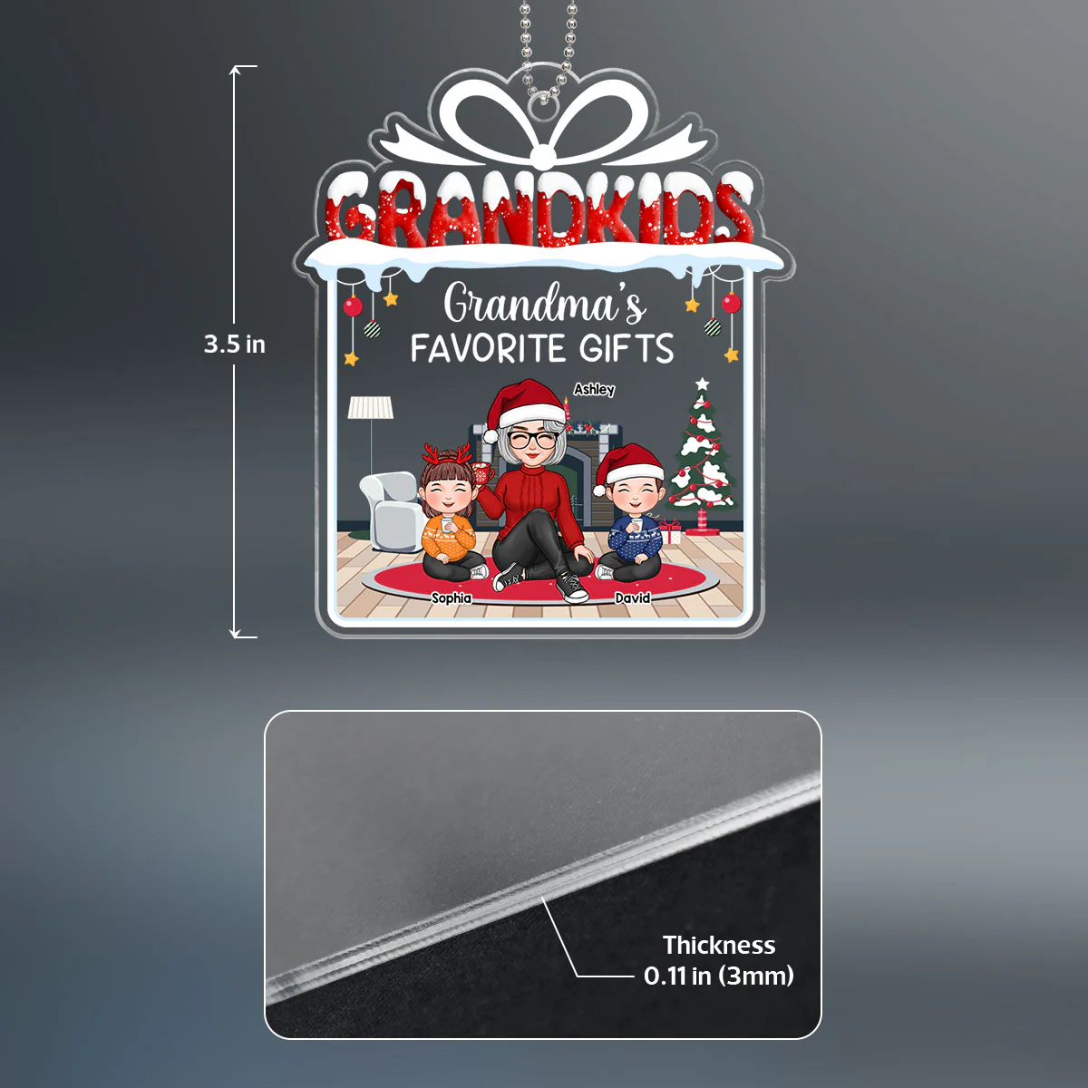 Grandma‘s Favorite Gift Grandkids Personalized Acrylic Ornament - Image 4