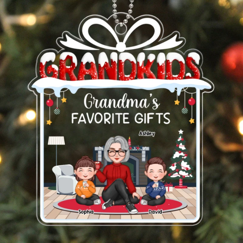 Grandma‘s Favorite Gift Grandkids Personalized Acrylic Ornament - Image 5