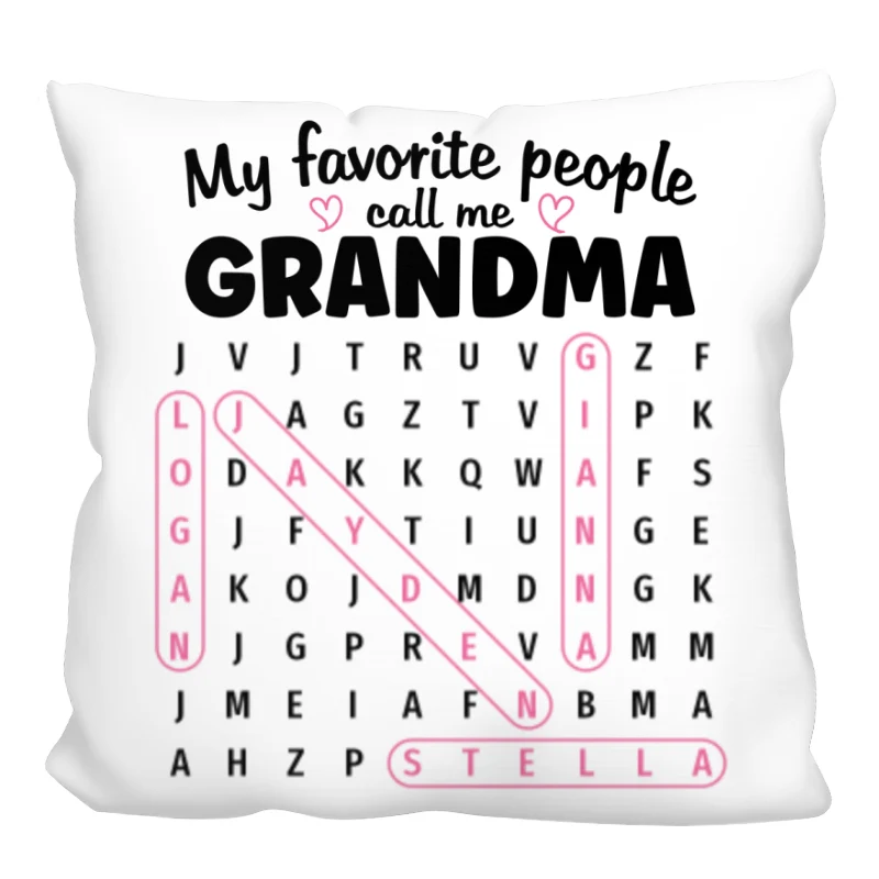 Grandma's Favorite People Word Search Puzzle - Personalized Pillow - Mother's Day Gift For Grandma Mom - Image 11