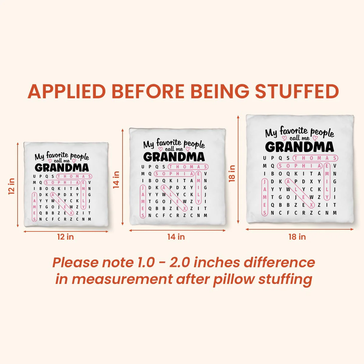 Grandma's Favorite People Word Search Puzzle - Personalized Pillow - Mother's Day Gift For Grandma Mom - Image 8
