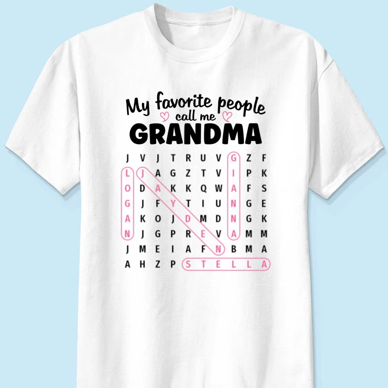 Grandma's Favorite People Word Search Puzzle - Personalized Shirt - Mother's Day Gift For Grandma Mom - Image 14