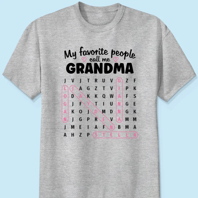 Grandma's Favorite People Word Search Puzzle - Personalized Shirt - Mother's Day Gift For Grandma Mom - Image 15