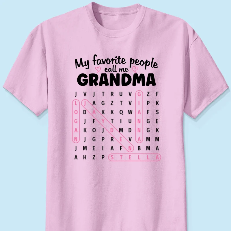 Grandma's Favorite People Word Search Puzzle - Personalized Shirt - Mother's Day Gift For Grandma Mom - Image 16