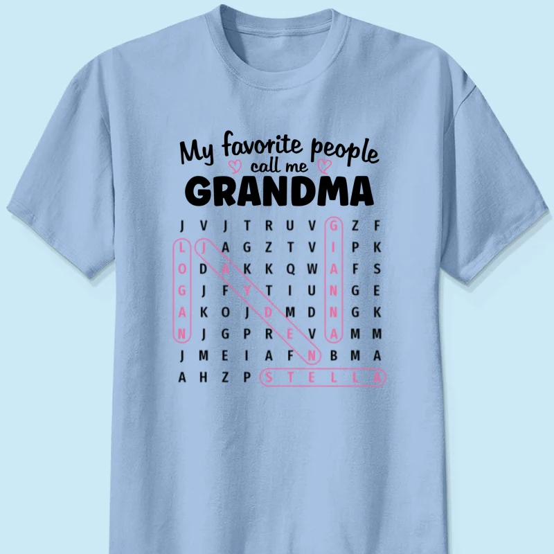 Grandma's Favorite People Word Search Puzzle - Personalized Shirt - Mother's Day Gift For Grandma Mom - Image 17