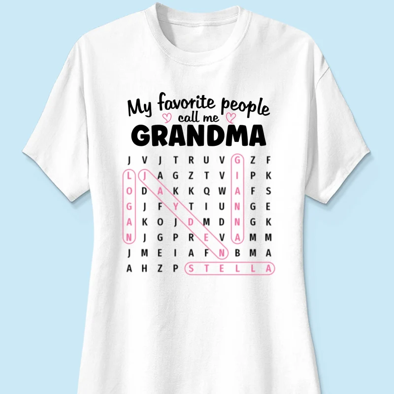 Grandma's Favorite People Word Search Puzzle - Personalized Shirt - Mother's Day Gift For Grandma Mom - Image 18