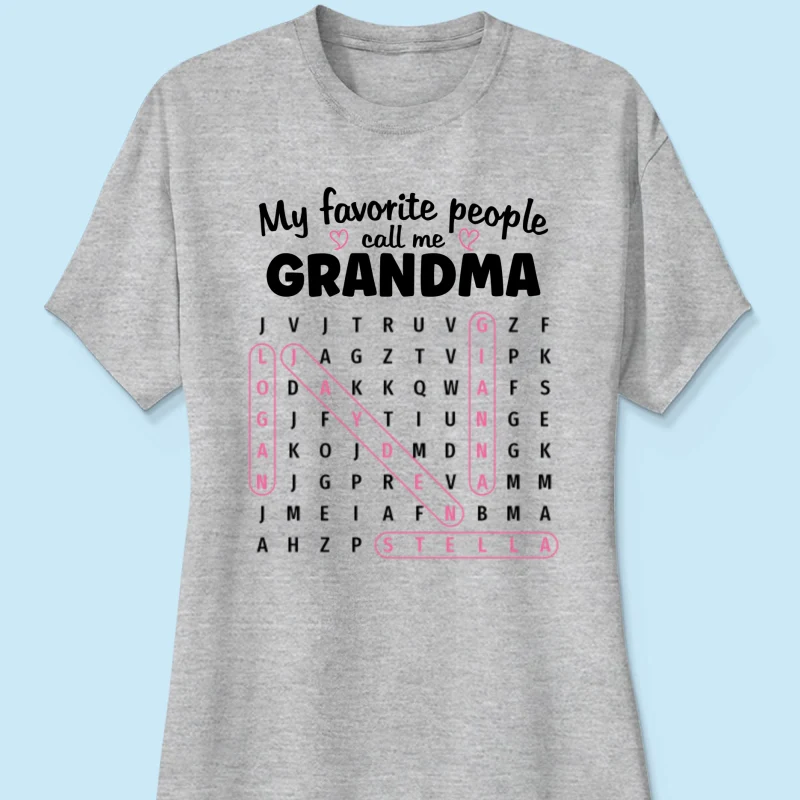 Grandma's Favorite People Word Search Puzzle - Personalized Shirt - Mother's Day Gift For Grandma Mom - Image 19