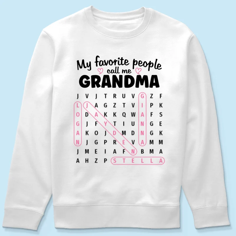 Grandma's Favorite People Word Search Puzzle - Personalized Shirt - Mother's Day Gift For Grandma Mom - Image 22