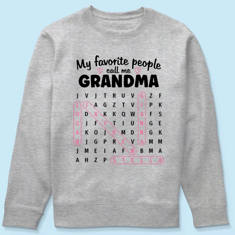 Grandma's Favorite People Word Search Puzzle - Personalized Shirt - Mother's Day Gift For Grandma Mom - Image 23