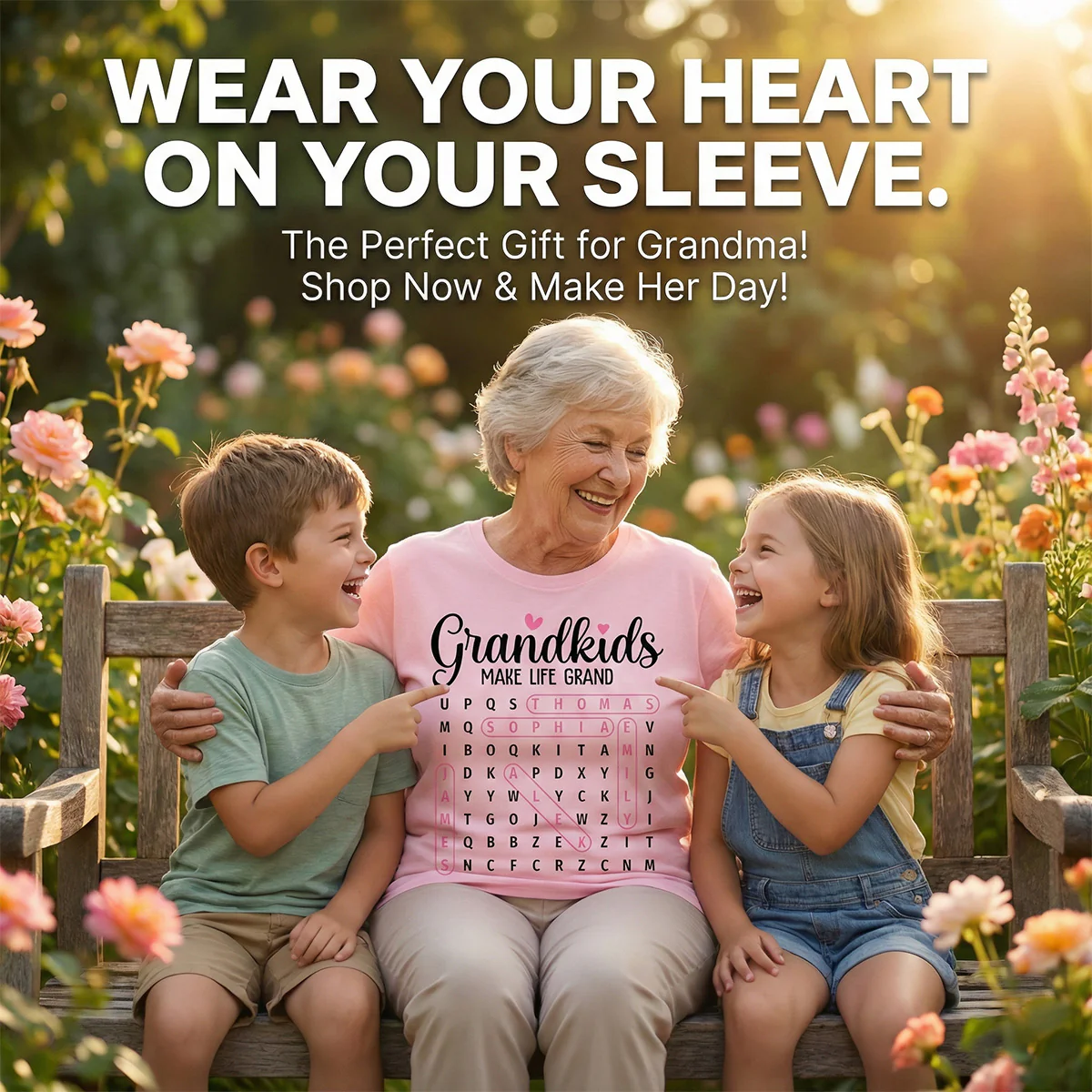 Grandma's Favorite People Word Search Puzzle - Personalized Shirt - Mother's Day Gift For Grandma Mom - Image 10