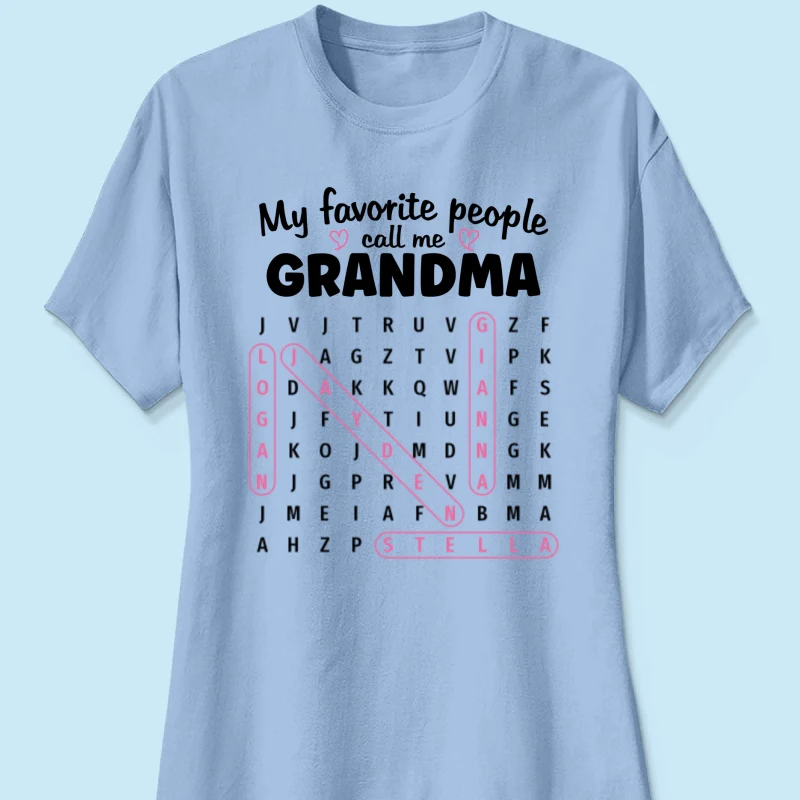 Grandma's Favorite People Word Search Puzzle - Personalized Shirt - Mother's Day Gift For Grandma Mom - Image 21