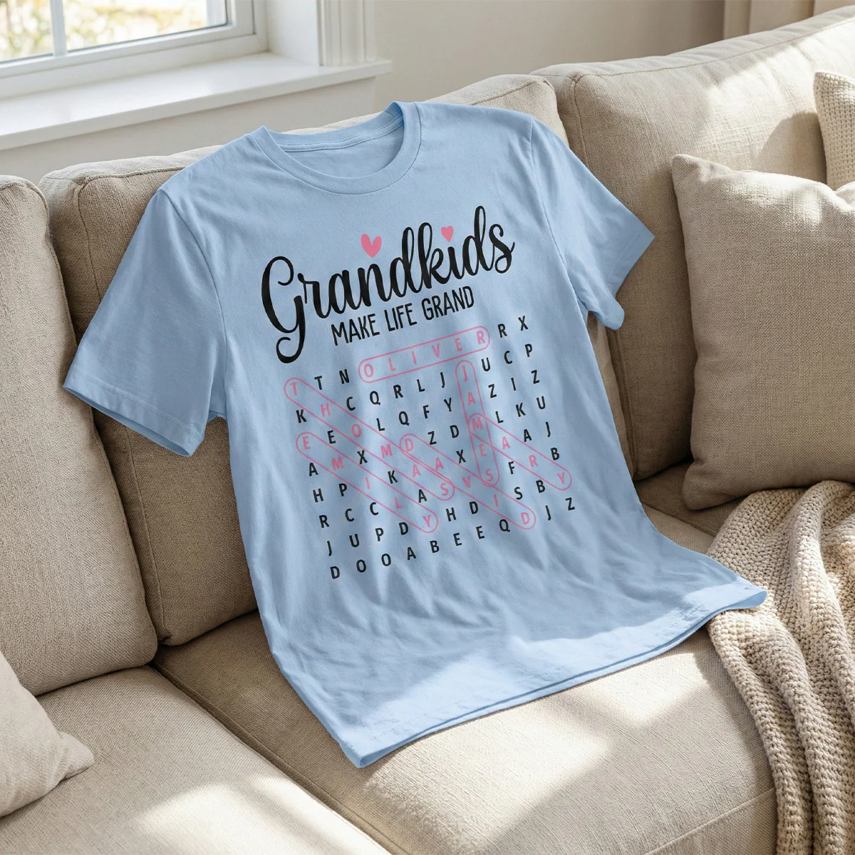 Grandma's Favorite People Word Search Puzzle - Personalized Shirt - Mother's Day Gift For Grandma Mom - Image 3