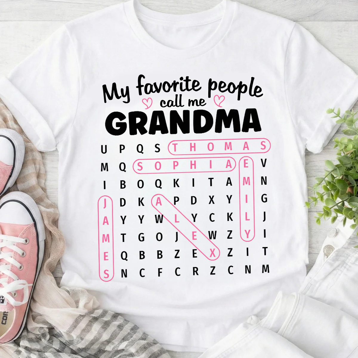 Grandma's Favorite People Word Search Puzzle - Personalized Shirt - Mother's Day Gift For Grandma Mom - Image 5