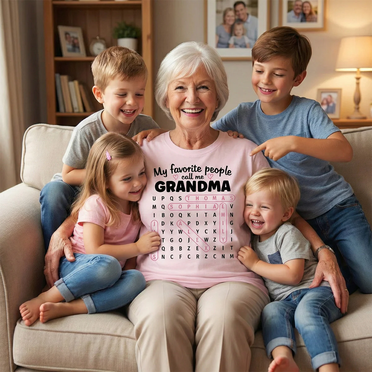 Grandma's Favorite People Word Search Puzzle - Personalized Shirt - Mother's Day Gift For Grandma Mom - Image 6