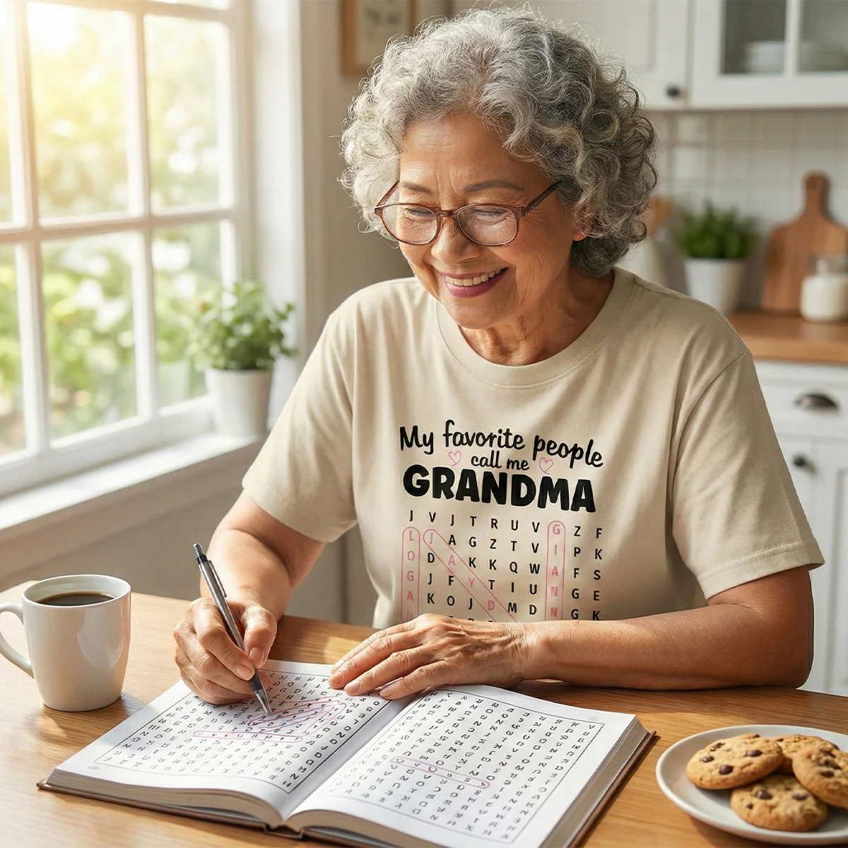 Grandma's Favorite People Word Search Puzzle - Personalized Shirt - Mother's Day Gift For Grandma Mom - Image 7