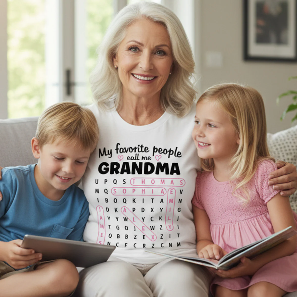 Grandma's Favorite People Word Search Puzzle - Personalized Shirt - Mother's Day Gift For Grandma Mom - Image 8