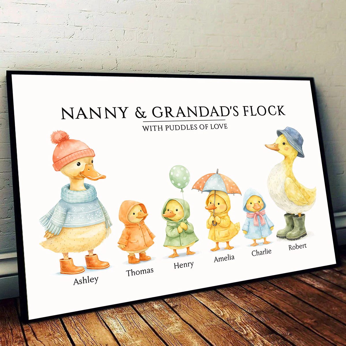 Grandparents Grandma Grandad's Flock with Puddles of Love - Personalised Poster - Gift for Grandma - Image 6