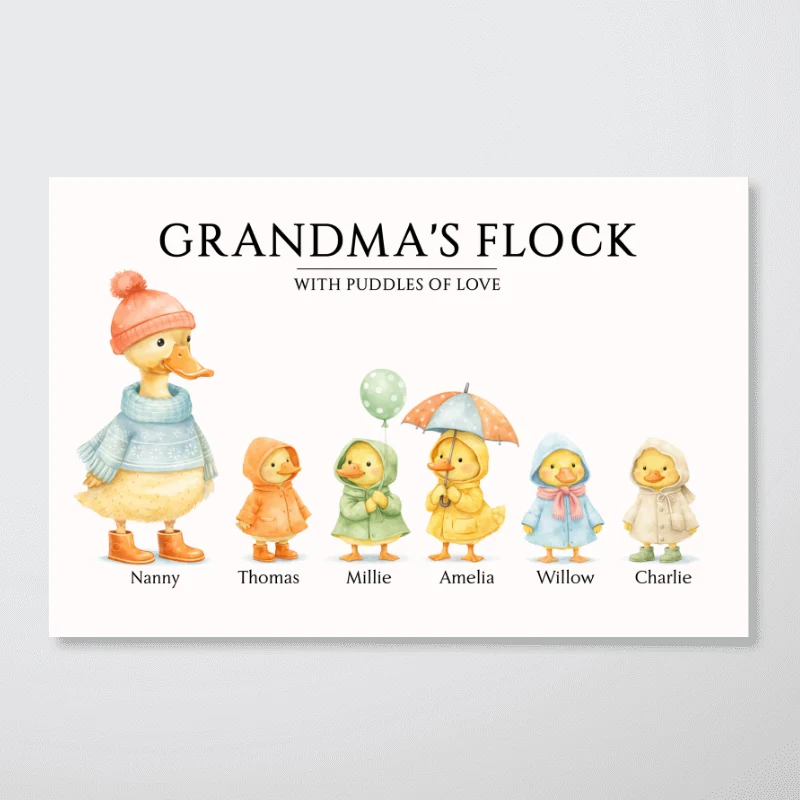 Grandma's Flock with Puddles of Love - Personalized Poster - Mother's Day Gift for Grandma - Image 11