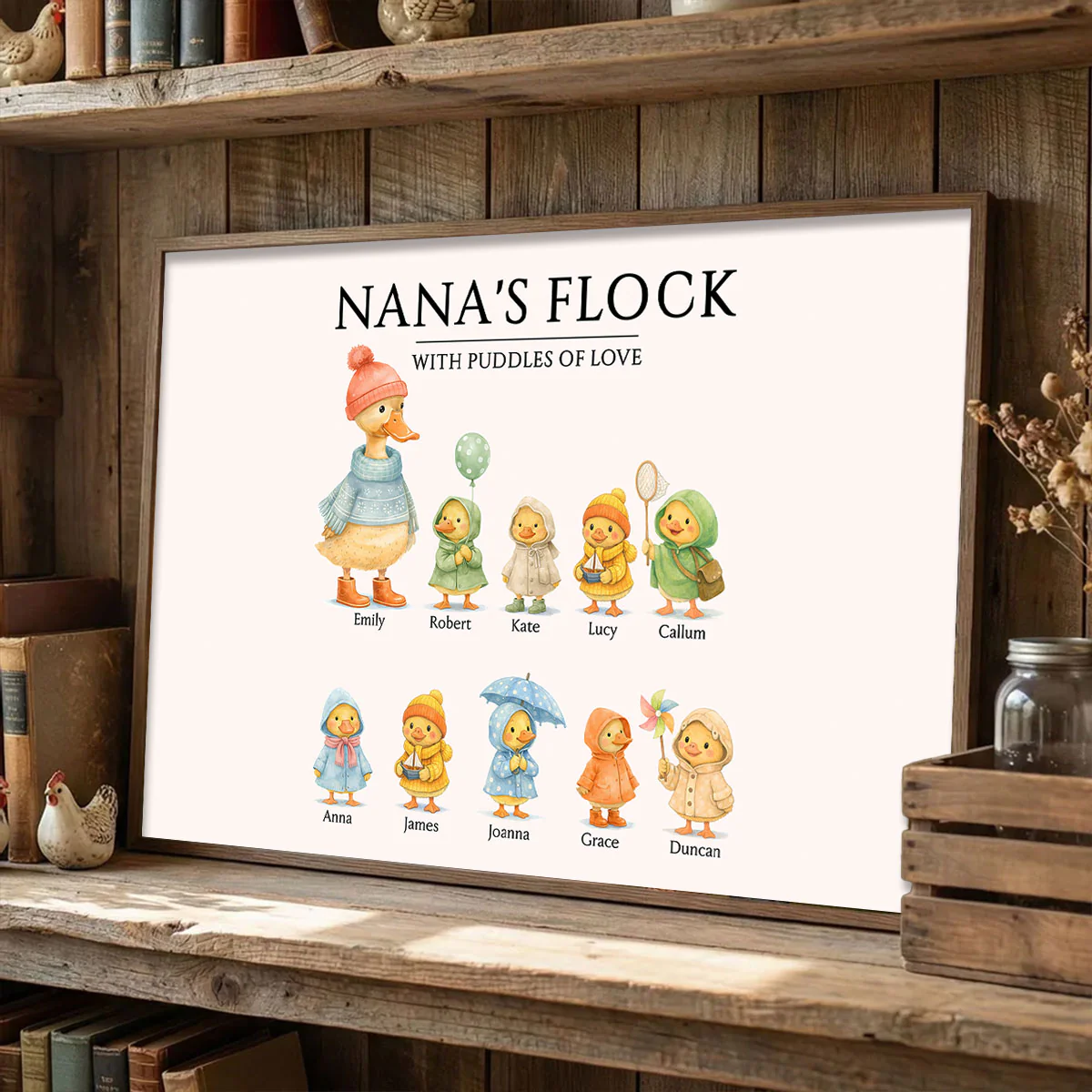 Grandma's Flock with Puddles of Love - Personalized Poster - Mother's Day Gift for Grandma - Image 6