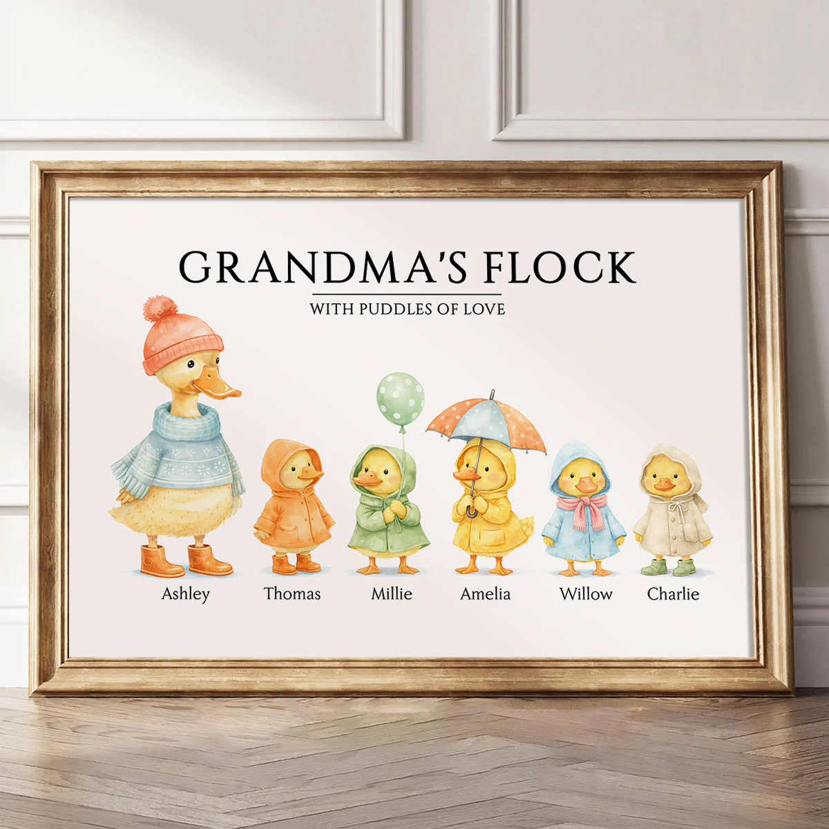 Grandma's Flock with Puddles of Love - Personalized Poster - Mother's Day Gift for Grandma - Image 8