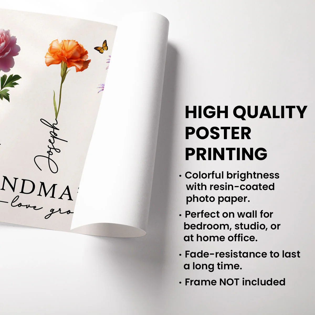 Grandma's Garden 3D Effect Birth Month Flowers Personalized Poster, Birthday Gift For Grandma, Gift or Just Because - Image 7